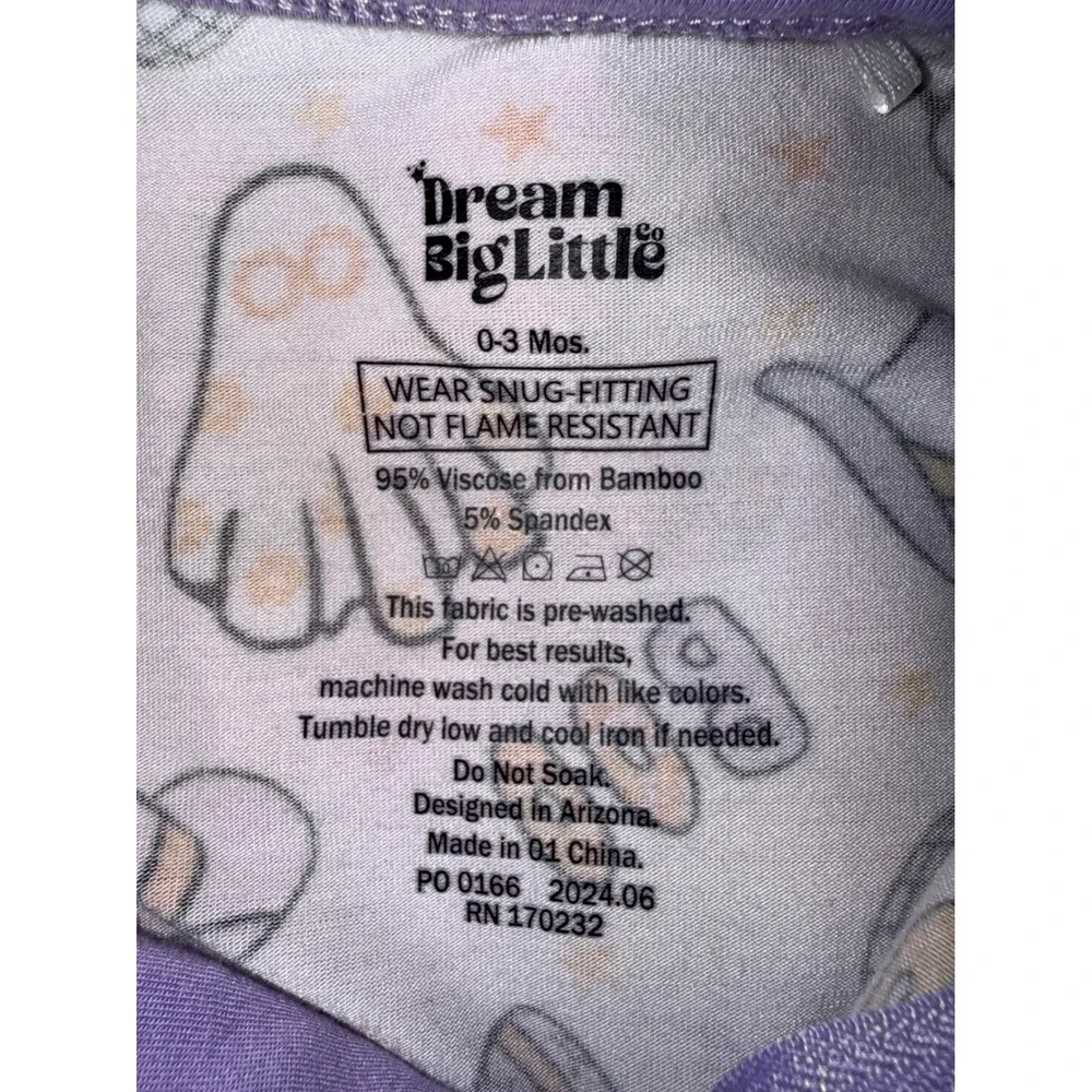 Dream Big Little Co Bamboo Sleeper 0-3M Disco Ghost Pink Purple Western Zip Up